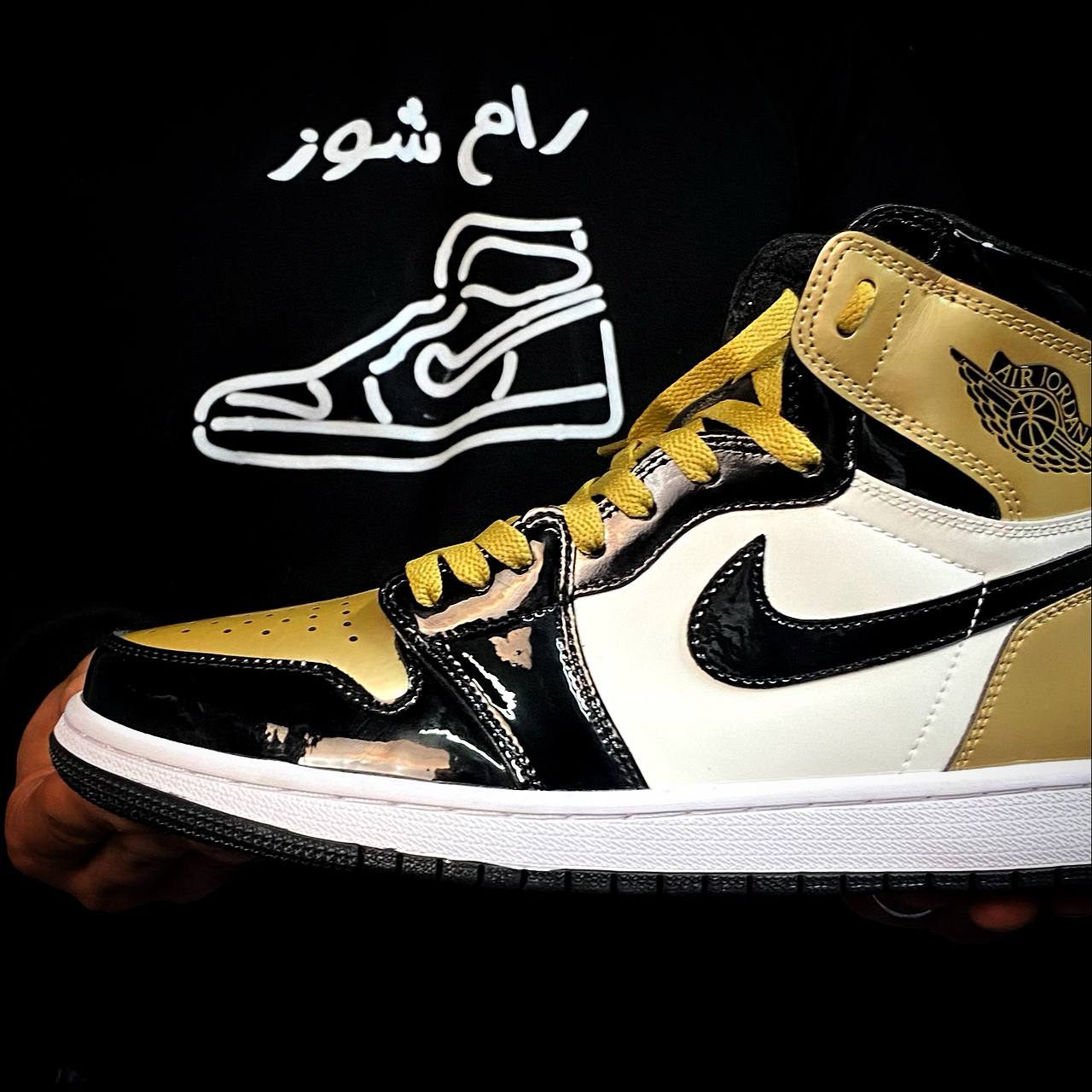 خرید و قیمت کفش ایرجردن رترو های گلد بلک Jordan1 OG NRG Gold Top